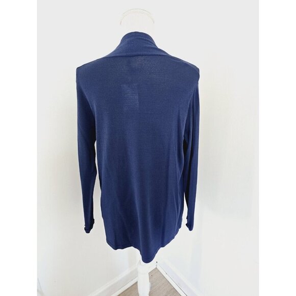 Eileen Fisher Viscose Jersey Navy Blue Knit Open Front Cardigan Sweater XS New - Picture 8 of 11